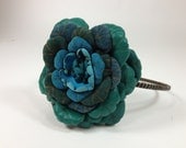 Leather Flower Headband in Blues and Greens