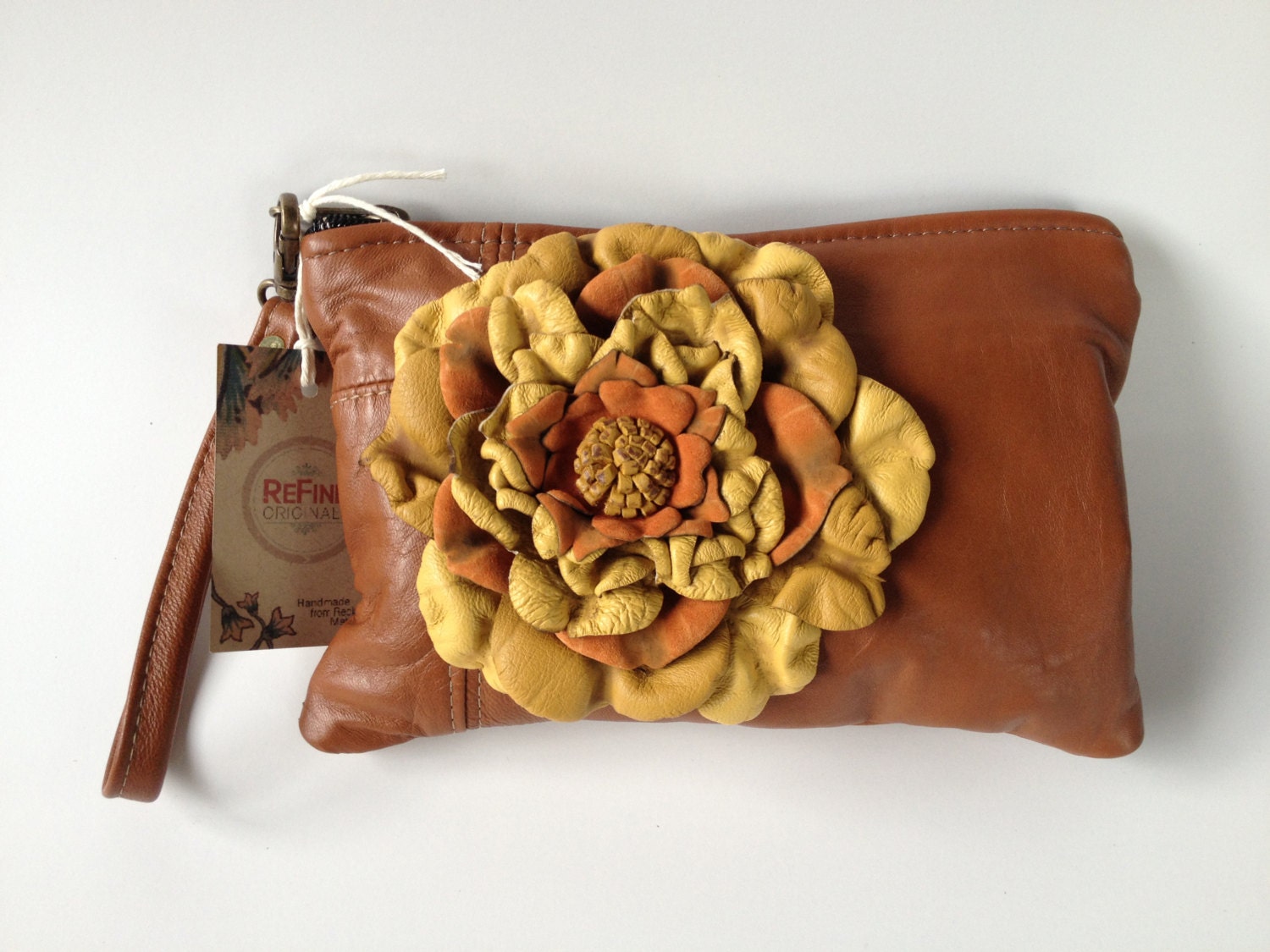Amber Yellow Flower Wristlet