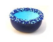 Gourd Bowl Dark Blue w/ Cobalt & Turquoise Beads Valentine Ring Bearer