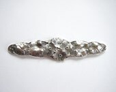 Ornate Floral Spray Bar  / Plaque Silver Ox Brass Jewelry Findings - Ornament - Stamping - Pendant (CA)