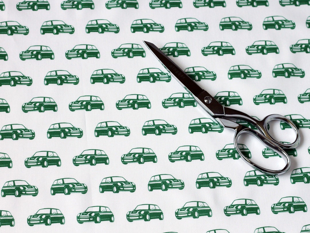 Little MINIs Fabric FQ Hand Drawn Design, Green