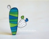 Cactus brooch - plant jewelry - Illustrated Acrylic Cauctus Brooch