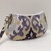 Pleated Wristlet Clutch Purse - Ikat Stripe in Gray and Yellow - Last One