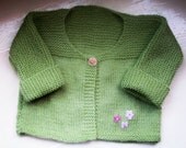Baby girl cardigan toddler jacket vegan easy care knit green