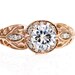 14K Rose Gold Vintage Moissanite Engagement Ring Diamond Halo Moissanite Ring Custom Art Nouveau Bridal Jewelry