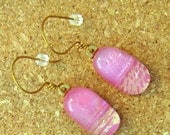 Pink Fused Dichroic Glass Earrings, Fued Glass Earrings, Glass Jewelry