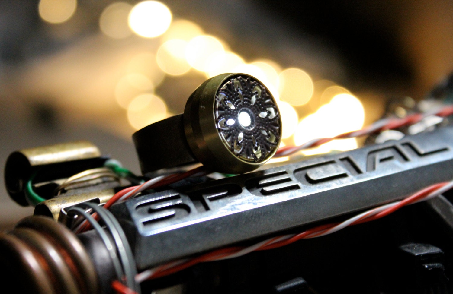 Skyrim Inspired Brass Elven Flashlight Ring - Adjustable