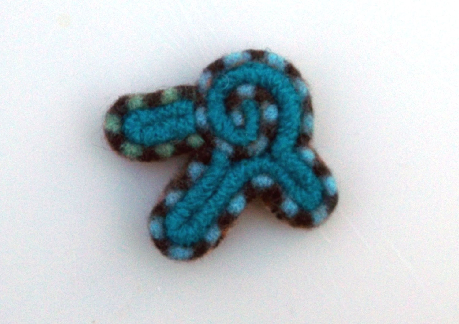 Teal Turquoise Abstract Pin Upcycled Wool