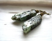 Green Kyanite Earrings, Kyanite Stone Earrings, Artisan Handmade Gemstone Dangle Drop Earrings, FREE Shipping
