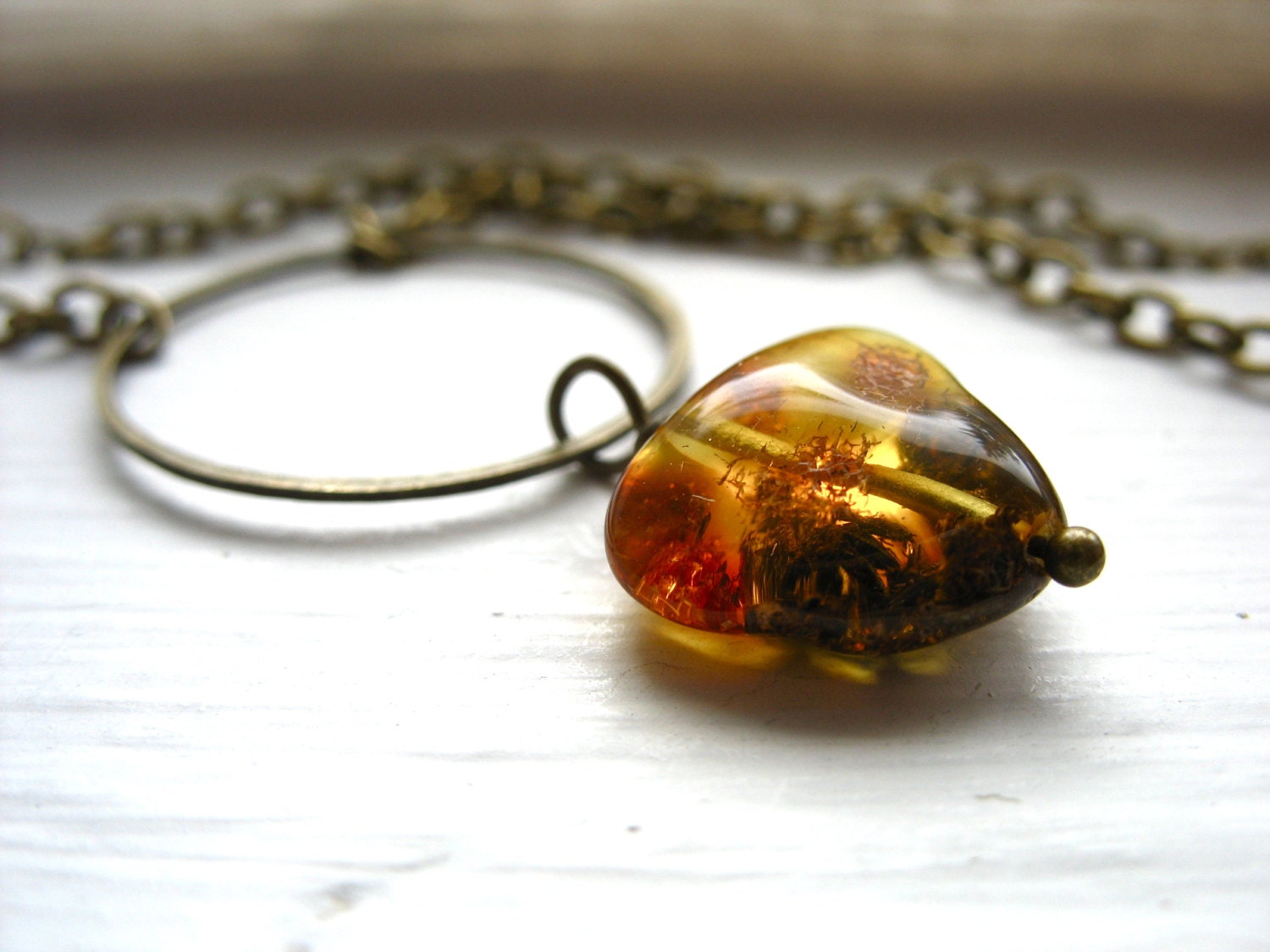 Amber Necklace,Baltic Amber Infinity Hoop Necklace, Handmade Gemstone Chain Necklace, Handmade Amber Necklace, FREE Shipping