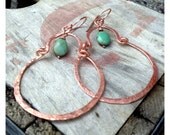 Copper and Turquoise Large Dangle Earrings