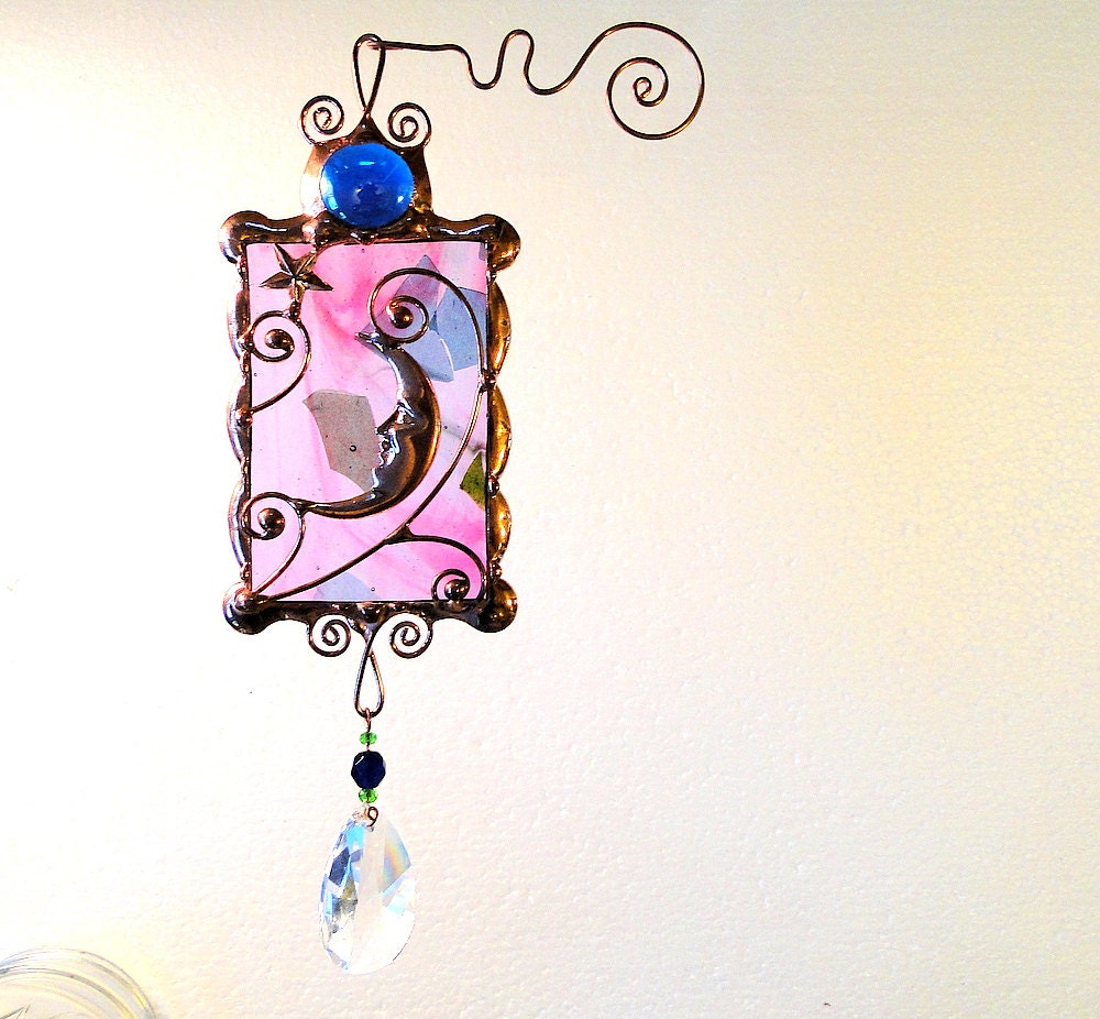 Med. Moon and Star Suncatcher with Crystal.