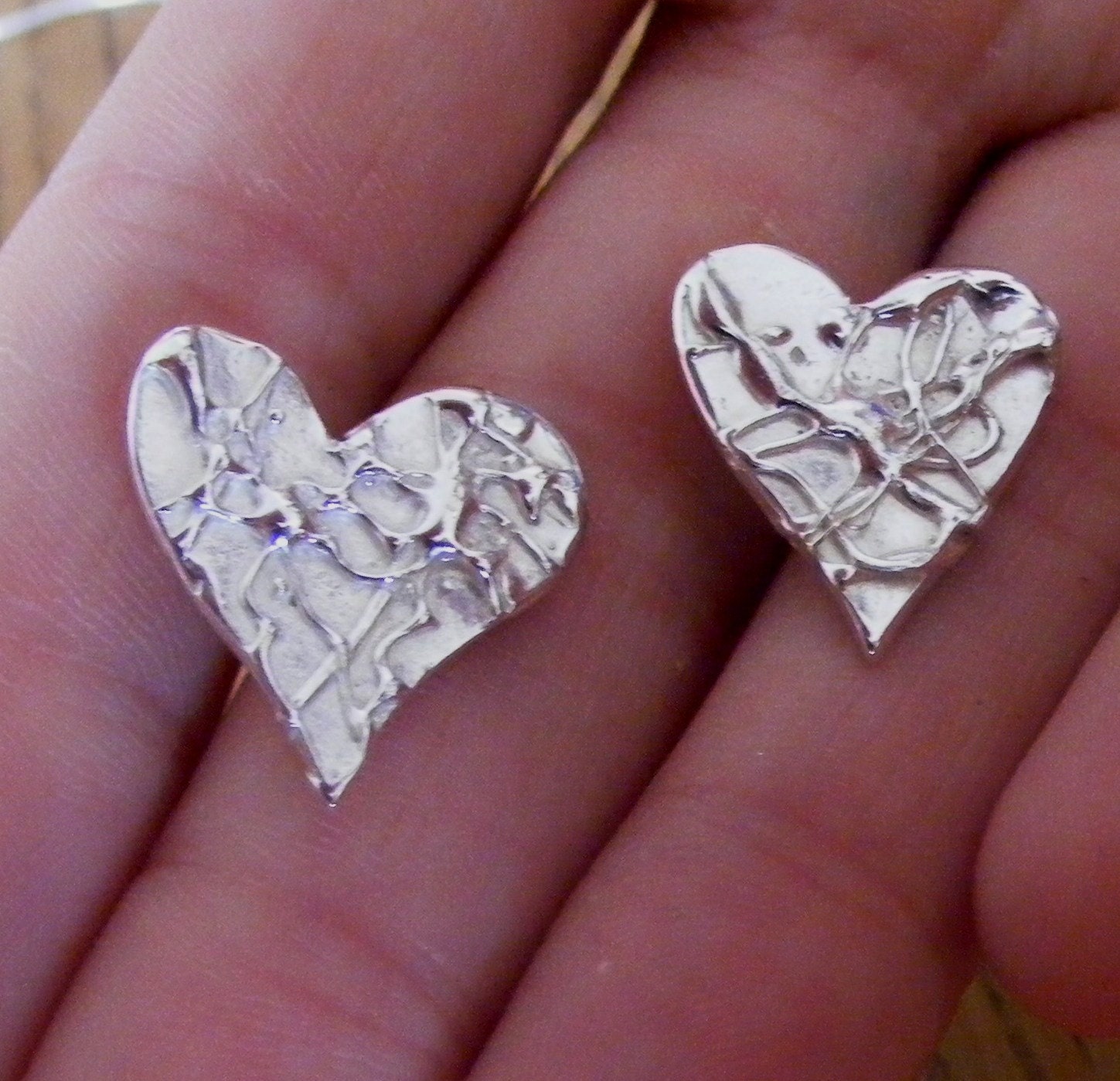 Handmade Silver Fluidity Heart Stud Earrings