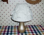 Country Lamp & Lampshade Tan Shabby Checked Cottage Chic Upcycled Recycled Carmel Latte