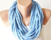 Loop Scarf-Baby Blue Scarf - Chunky Chain Scarf
