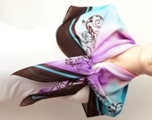 Cotton Scarf, Summer color, Lilac, Blue, Brown Spring Scarf