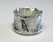 Birds on a Wire Sterling Silver Spinner Ring - janiceartjewelry