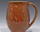 Ceramic Coffee Mug with Plum with Green and Speckled Glaze