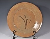 Ceramic Dinner Plate Speckled Cream Tan Brown Melon Kitchen Serving Plate Grass Design