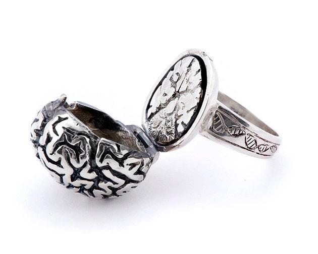 Silver Anatomical Brain Ring