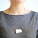 White Magnesite Slab Stone Necklace - Antiqued Brass Chain