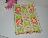 Fabric Passport Cover with Retro Lime Daisy