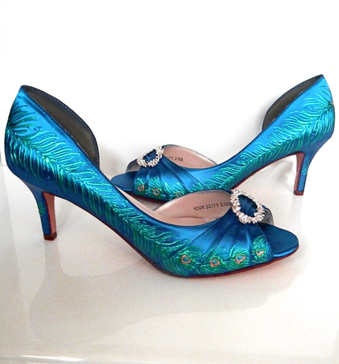 Design your own Wedding Shoes painted Peacock Feather Sale Rebekah