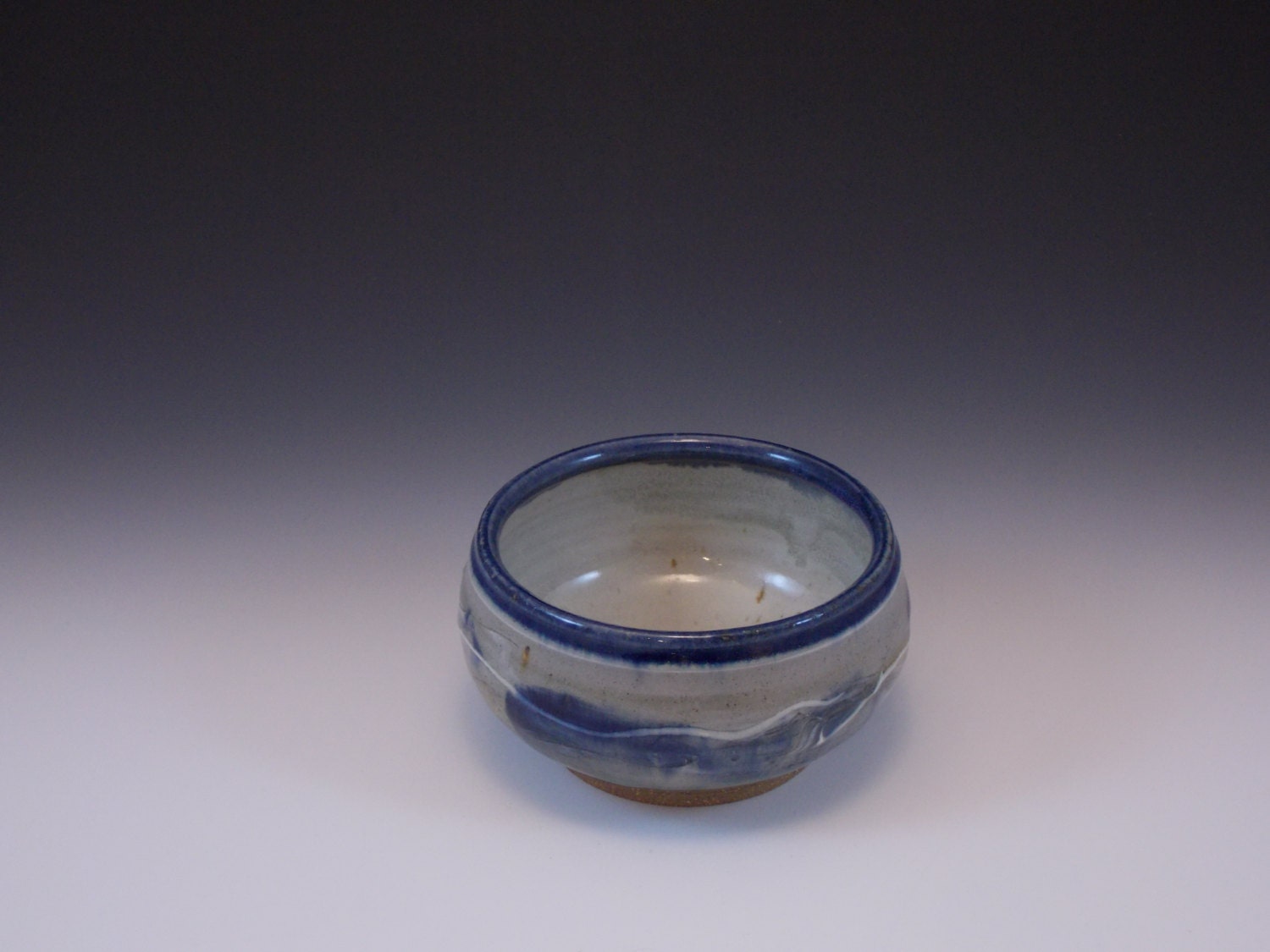 Handmade Pottery Bowl Abstract Designs Sky Blue and Porcelain White by Ellison Bay Pottery