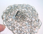 Beaded Kippah - Silver Wire White Pearls 4.5"