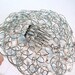 Beaded Kippah - Silver Wire White Pearls 4.5"