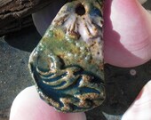 Teal, Orchid and Turquoise Stoneware Pendant