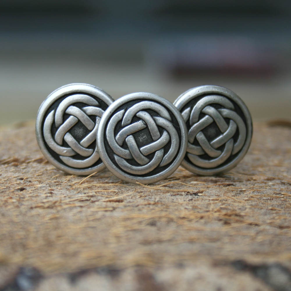 Gift Set - Cufflinks and Tie Tack, Celtic Knot, Antique Silver Finish