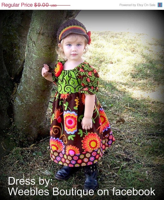 On Sale 2.50 Off Whimsy Couture Sewing Pattern PDF Tutorial ebook -- Apron Twirl Peasant Dress -- 0m through 12 girls Instant