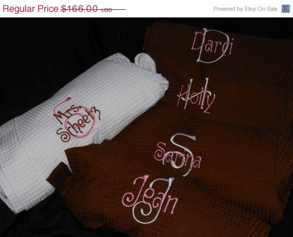 On Sale till May24th Monogrammed Bridesmaid Robes Set of 5.  Great Gift ..