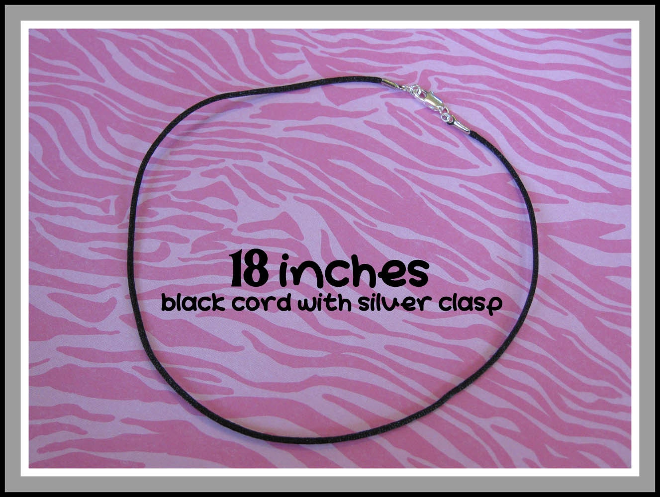 18 Inch Black Satin Cord Necklace With Silver Plated Clasp - 149