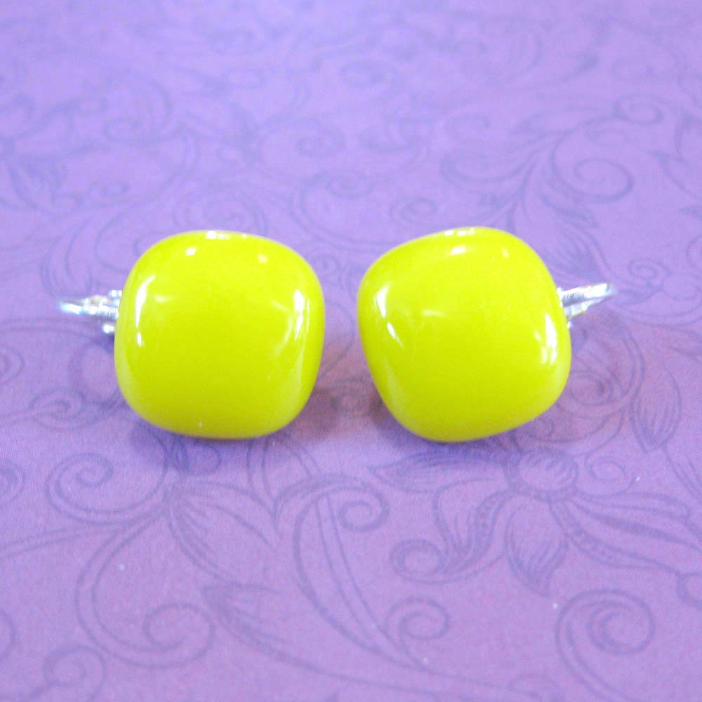 Yellow Clip Earrings,  Post Clip-On Earrings, Fashion Jewelry - Bliss - 1859 -3