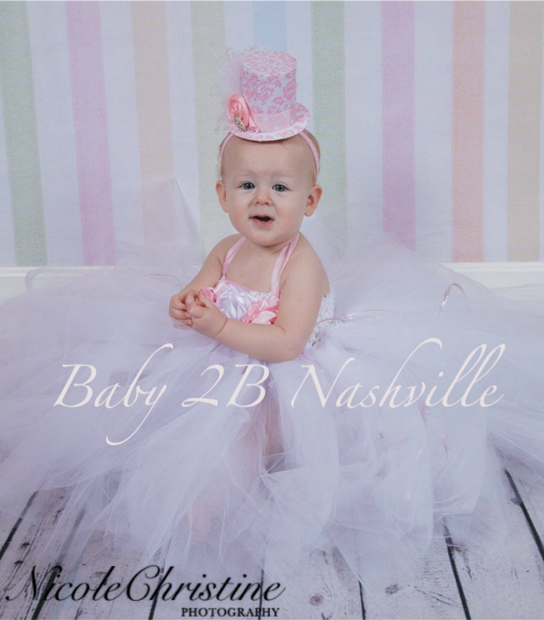 Tulle Flower Girl Dress in Pink and White Baby to 24M