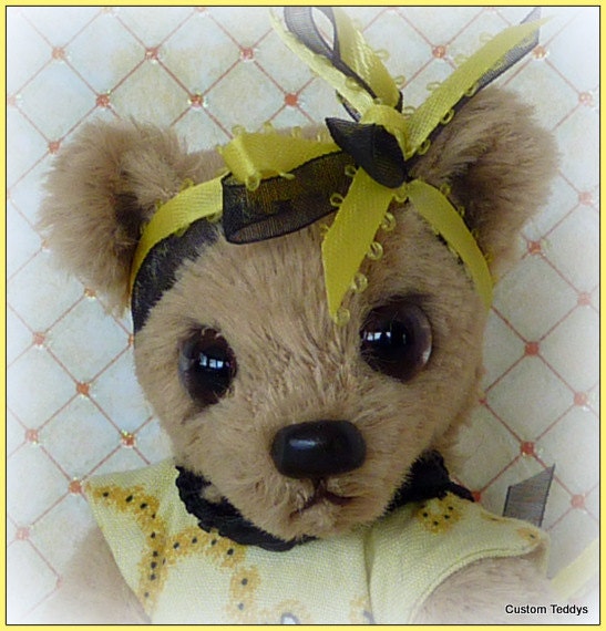 6 Inch Akeela, Artist Handmade Viscose Teddy Bear by Custom Teddys