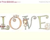 Custom Girl Name LARGE Print---Nursery Letters-Cute Animals And Girls