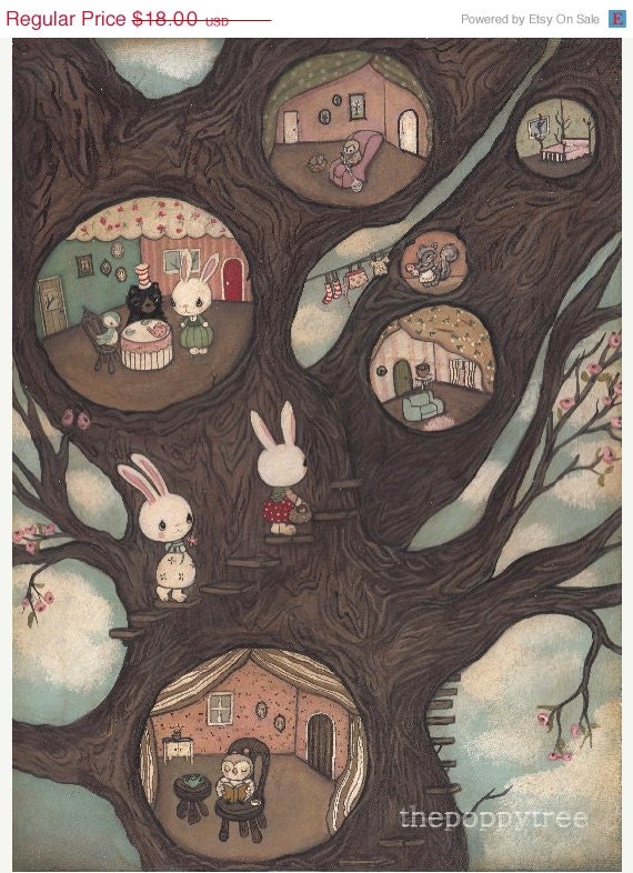 Tree Print Animal Critter Children Wall Art---Forest Grove Apartments