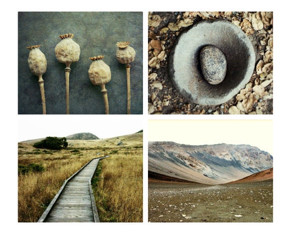 Sale - Photography set - Earthtones natural charcoal gray brown nature stone - neutral tones - Set of four 8x10 fine art photography prints