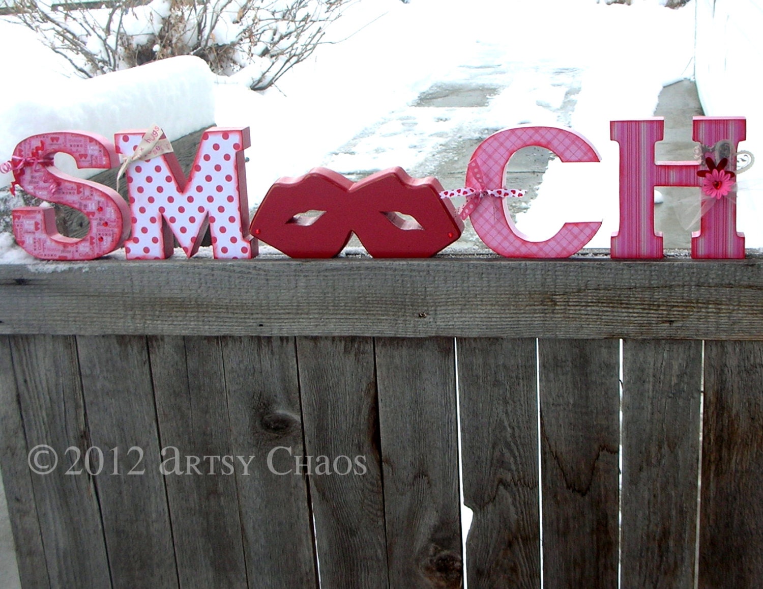 Unfinished Wood SMOOCH Letters Decor Valentine's Day Love