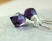 Purple  Quartz Earrings  -  Sterling Silver -  Wire Jewelry -  Gemstone Earrings -  Violet -  Quartz Jewelry - Handmade Jewelry