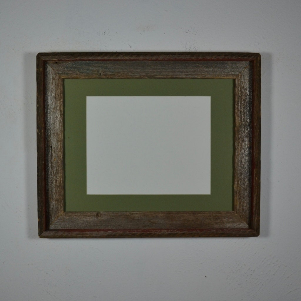 11x14 rustic barn wood  frame country green 8x10 mat