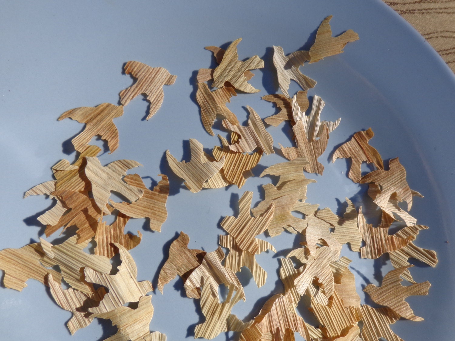Sale 50 Die Cut Hand Punched Birds Flying  Husks Nature Yellow Brown Texture Free Ship USA