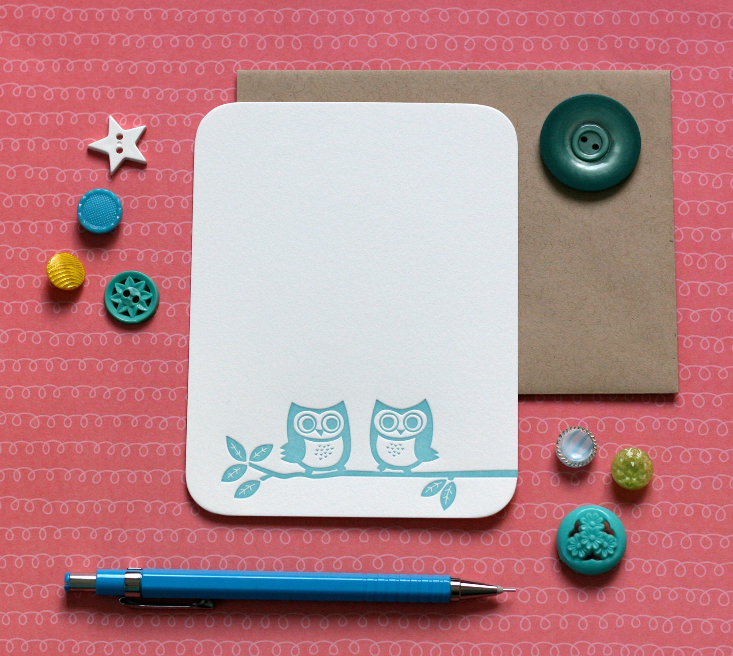 Owl Friends - letterpress flat notes (set of 6)