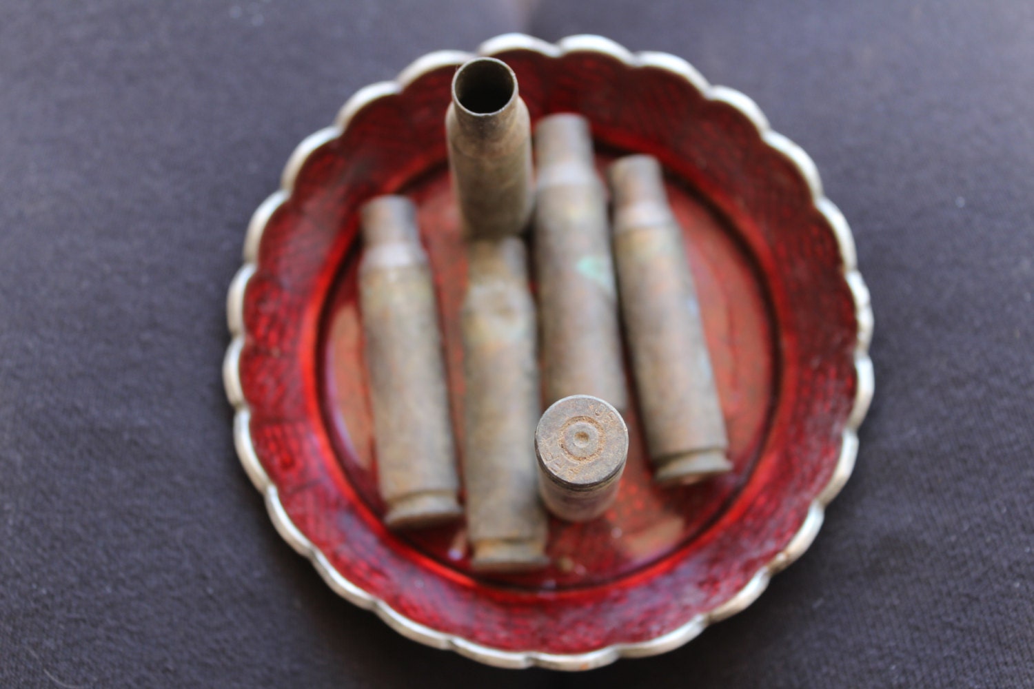 6 empty brass shell casings - 51x11mm