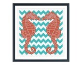 Chevron Seahorses Cross Stitch Pattern Instant Download
