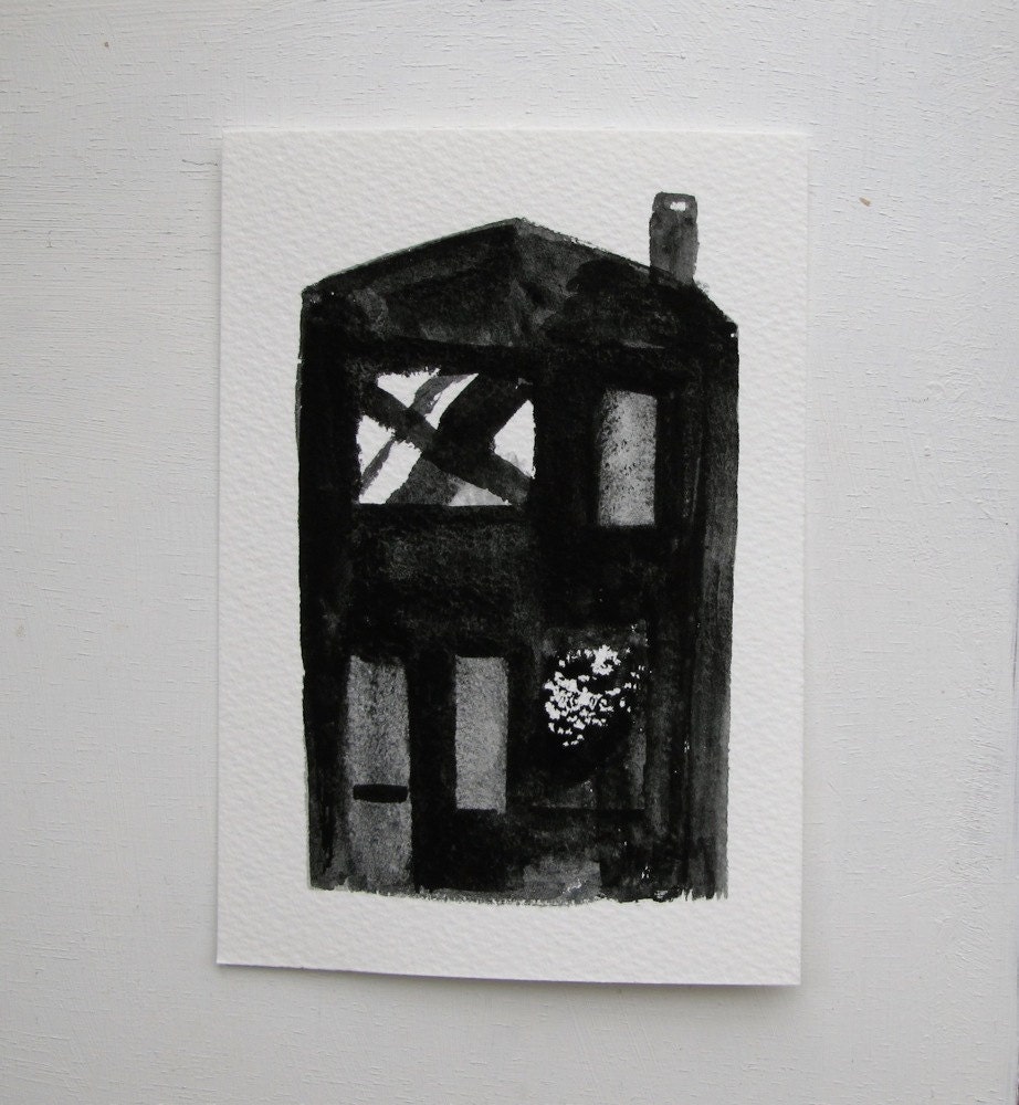 house no. 2 - portrait of house - original gouache sketch