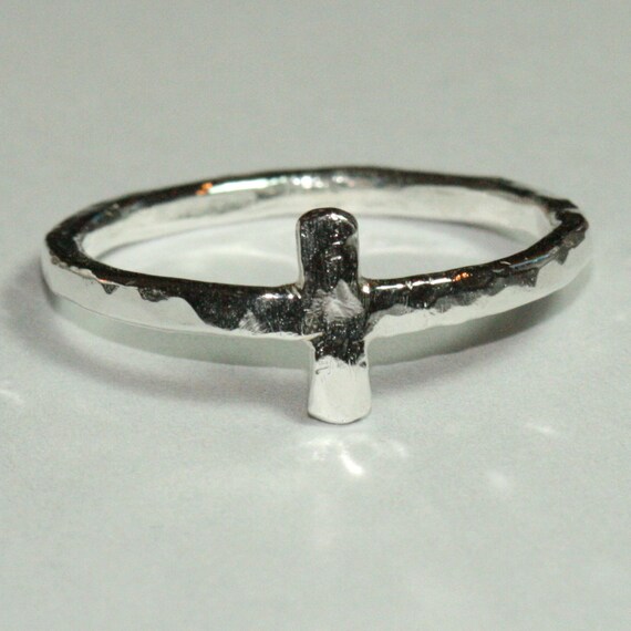Fine Silver Cross Ring Unisex Large US Size by MaggieMcManeDesigns